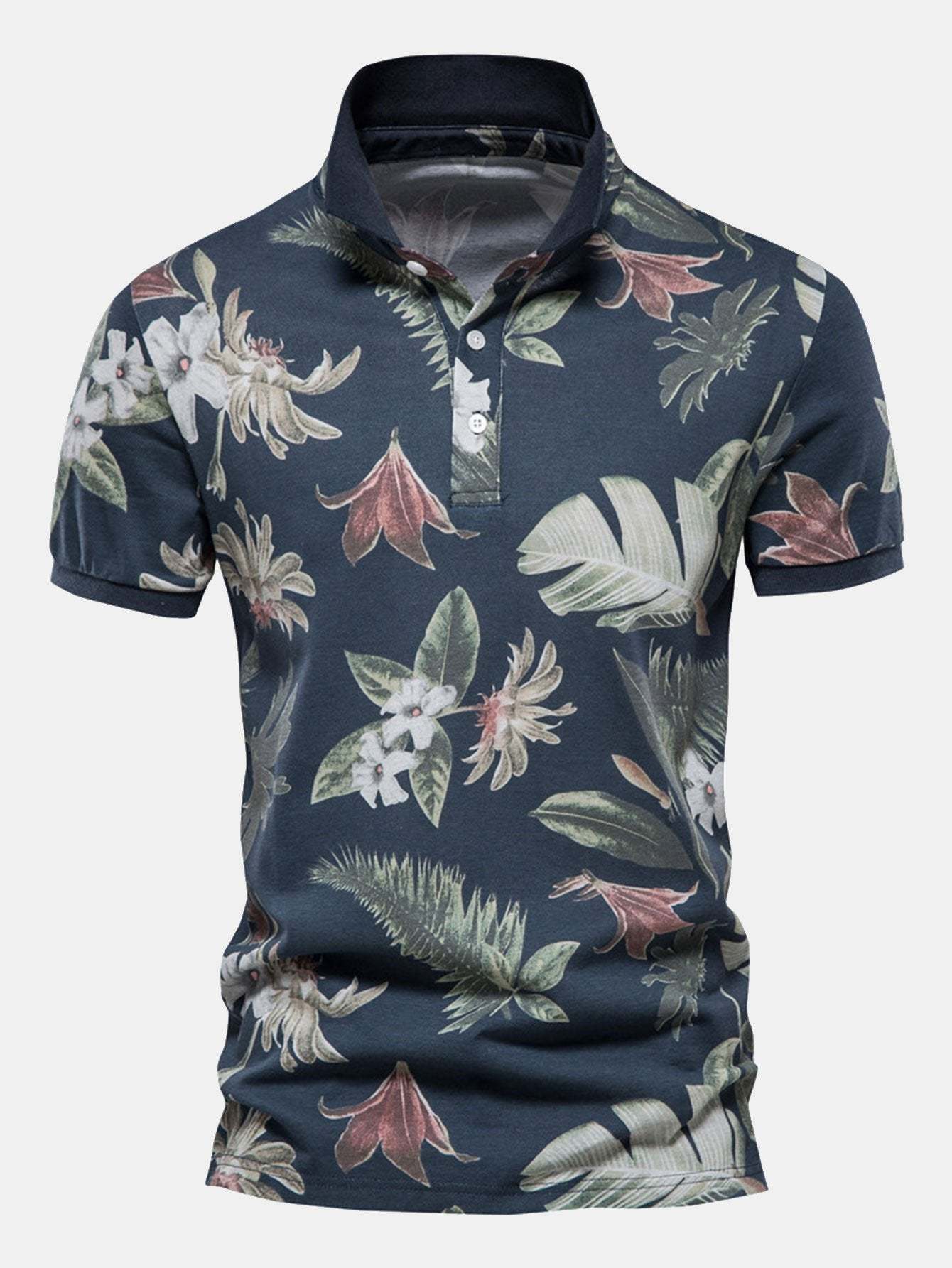 Tropical Print Polo Shirt-Mitchell Shoes