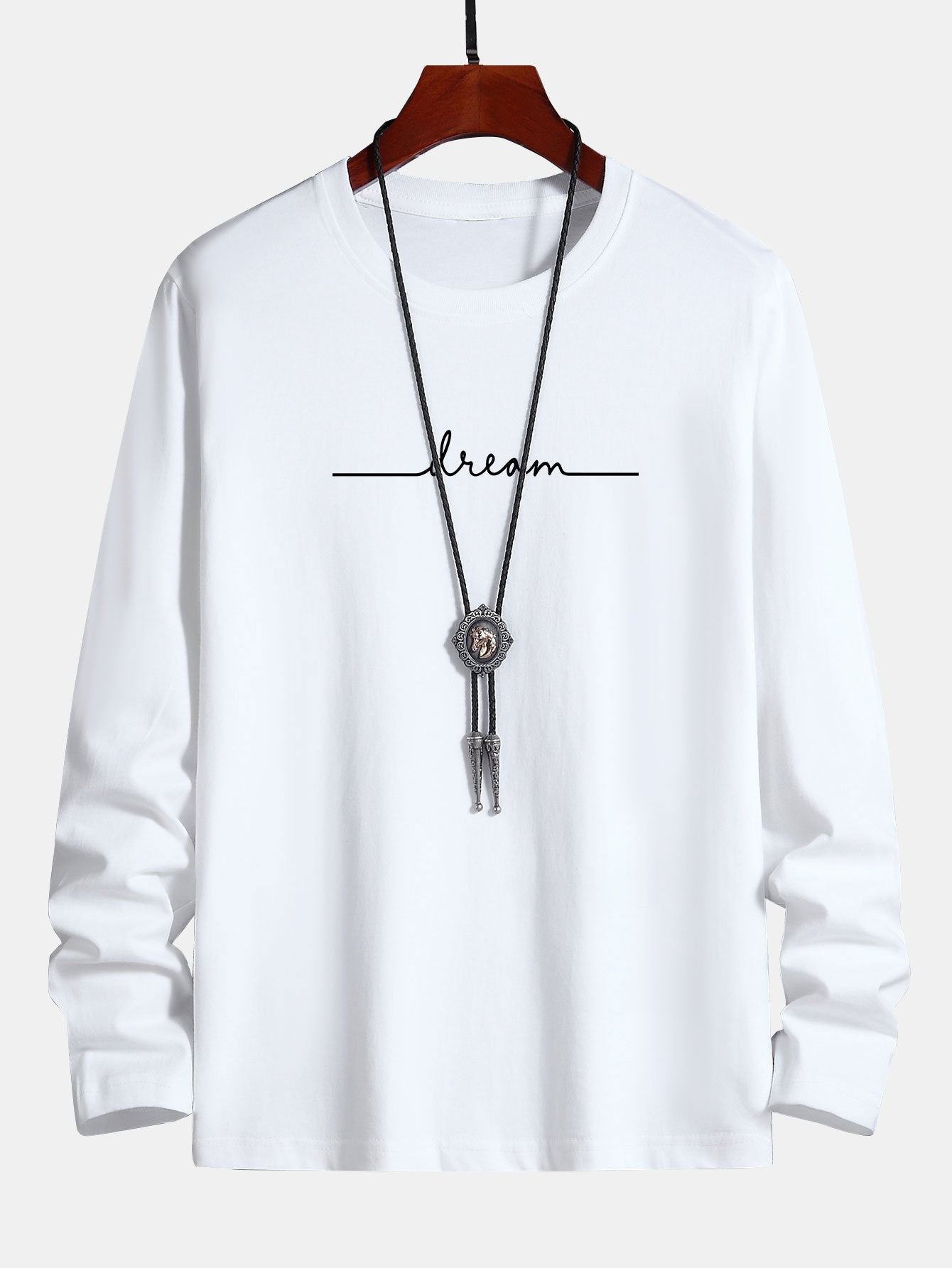 Long Sleeve Dream Print Cotton T-Shirt-Mitchell Shoes
