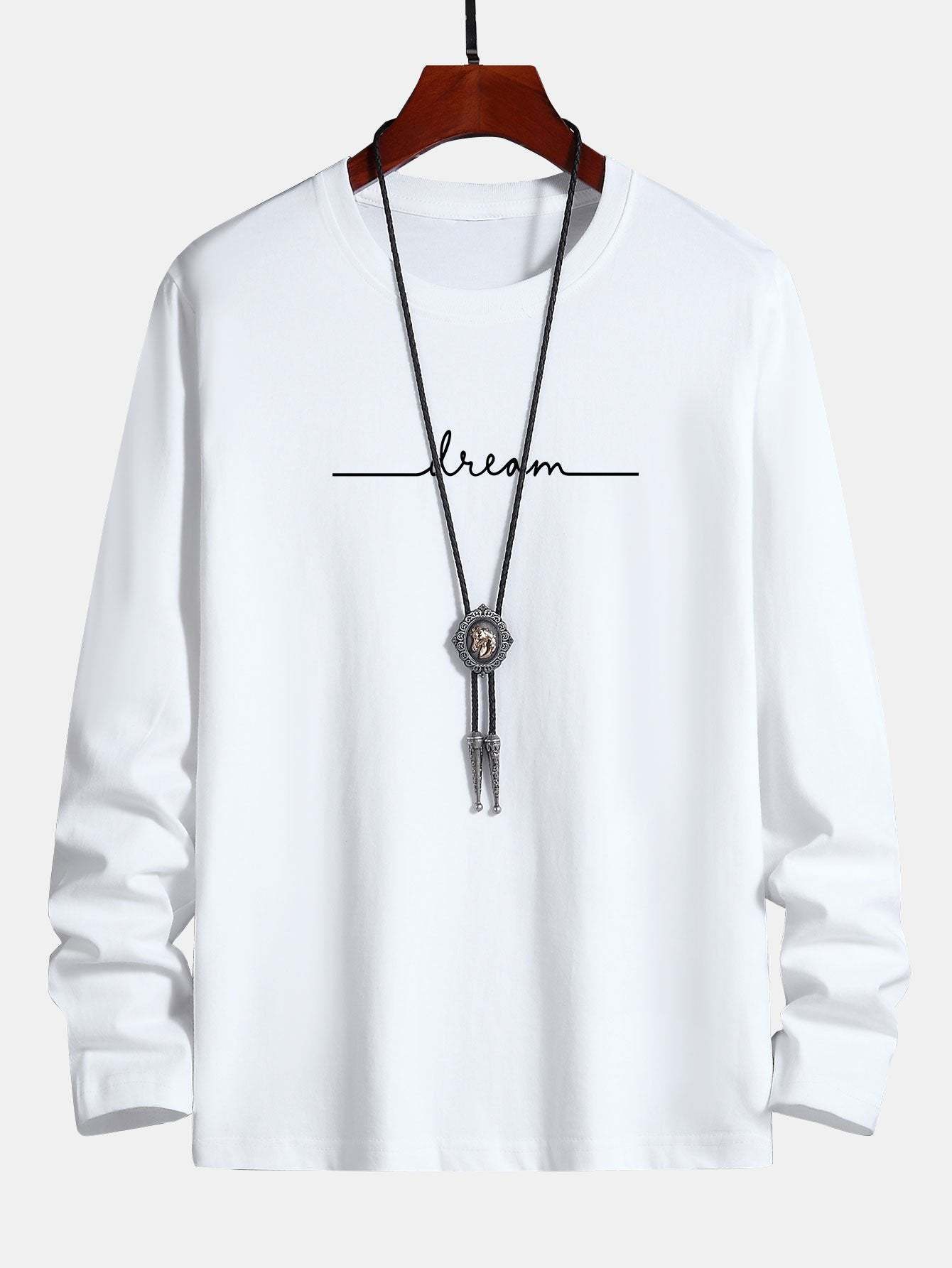 Long Sleeve Dream Print Cotton T-Shirt-Mitchell Shoes