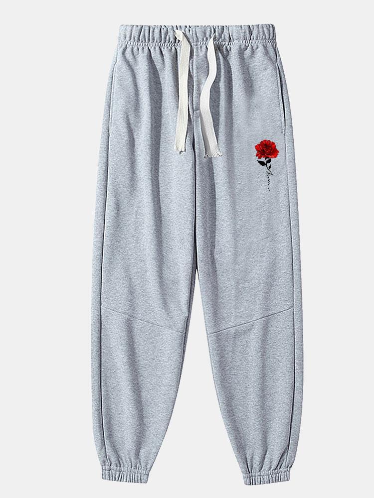 Rose Print Cotton Blend Jogger Pants-Mitchell Shoes