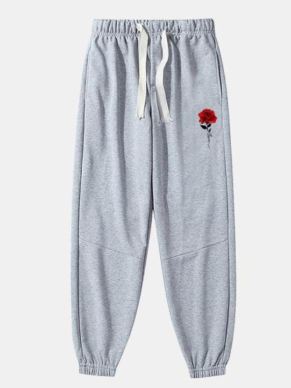 Rose Print Cotton Blend Jogger Pants-Mitchell Shoes