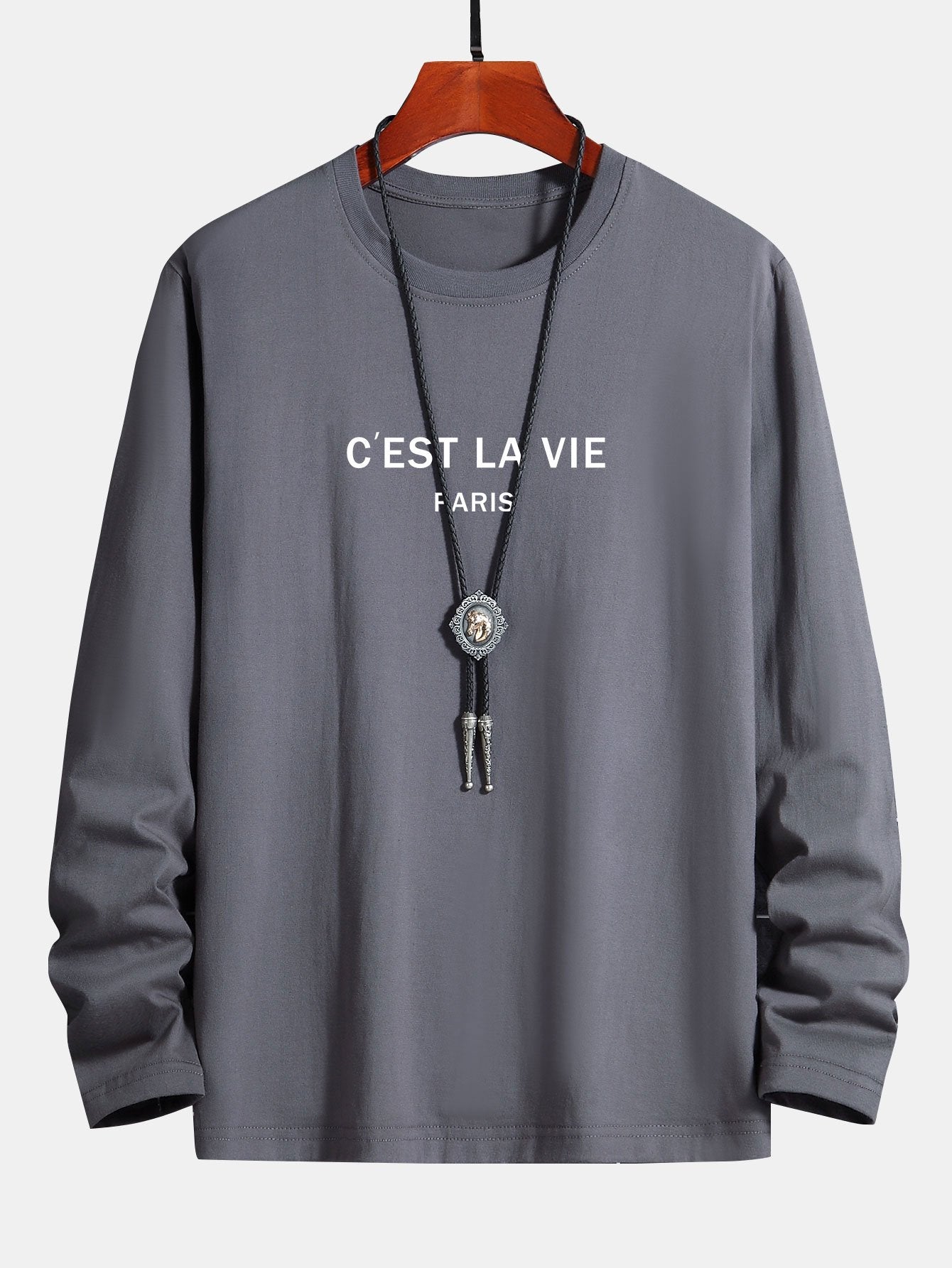 Long Sleeve Paris Print Cotton T-Shirt-Mitchell Shoes