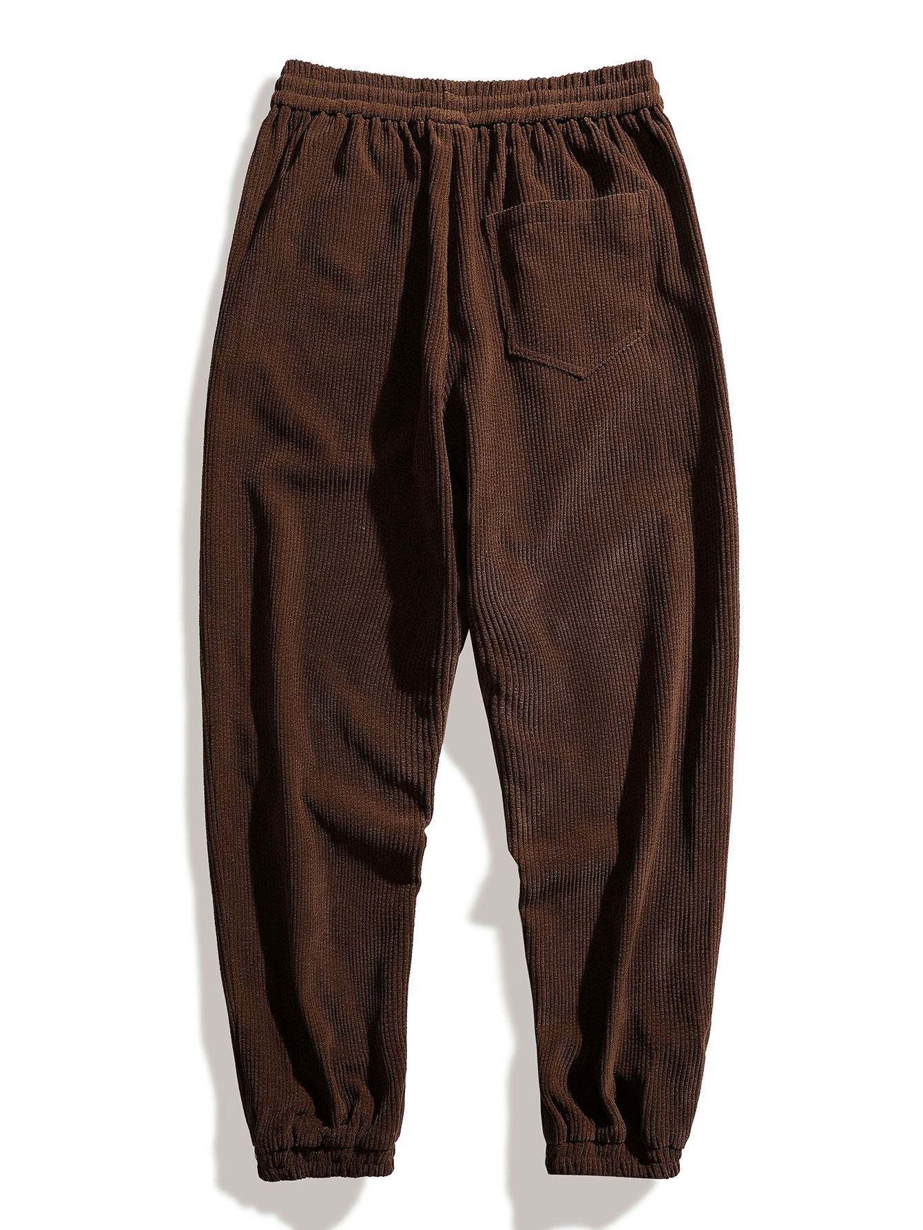 Drawstring Corduroy Jogger Pants-Mitchell Shoes