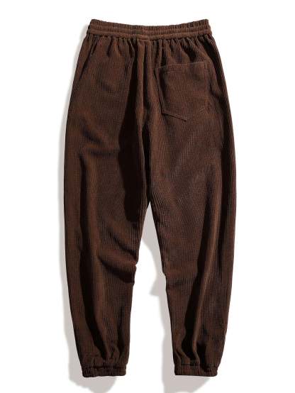 Drawstring Corduroy Jogger Pants-Mitchell Shoes