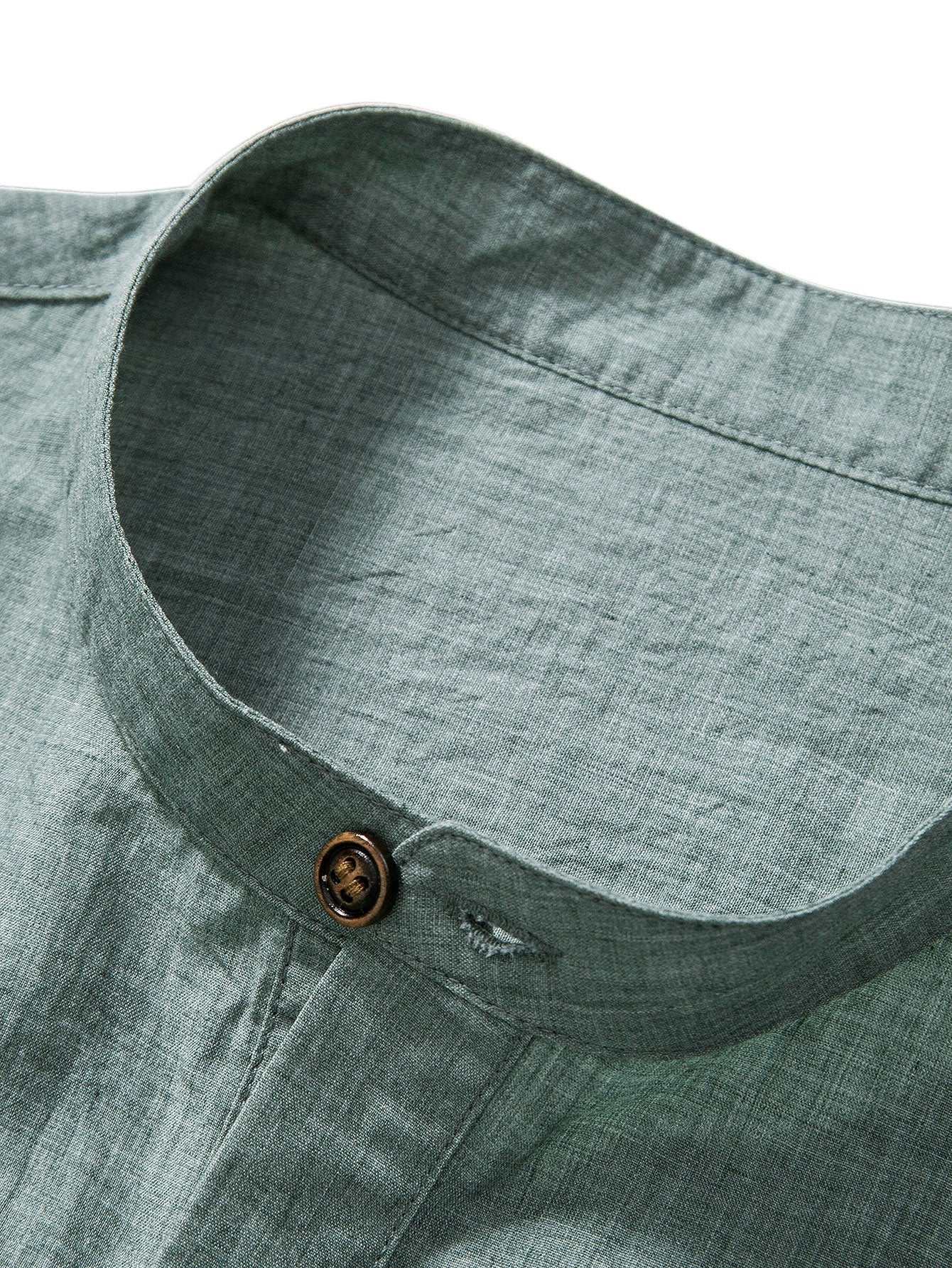 Short Sleeve Half Button Fly Henley Collar Shirt & Straight Leg Linen Pants-Mitchell Shoes