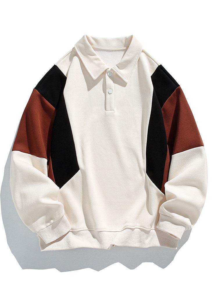 Relax Fit Color Block Polo Sweatshirt-Mitchell Shoes
