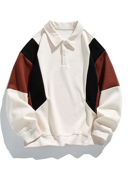 Relax Fit Color Block Polo Sweatshirt-Mitchell Shoes