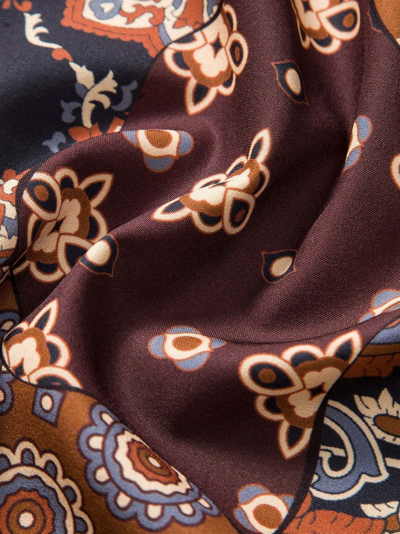 Paisley Patchwork Print Button Up Shirt & Corduroy Shorts-Mitchell Shoes