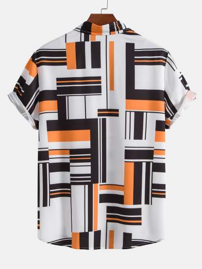 Geometric Print Button Up Shirt-Mitchell Shoes