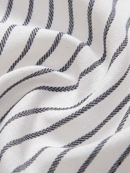 Cotton Blend Striped Stand Collar Shirt-Mitchell Shoes