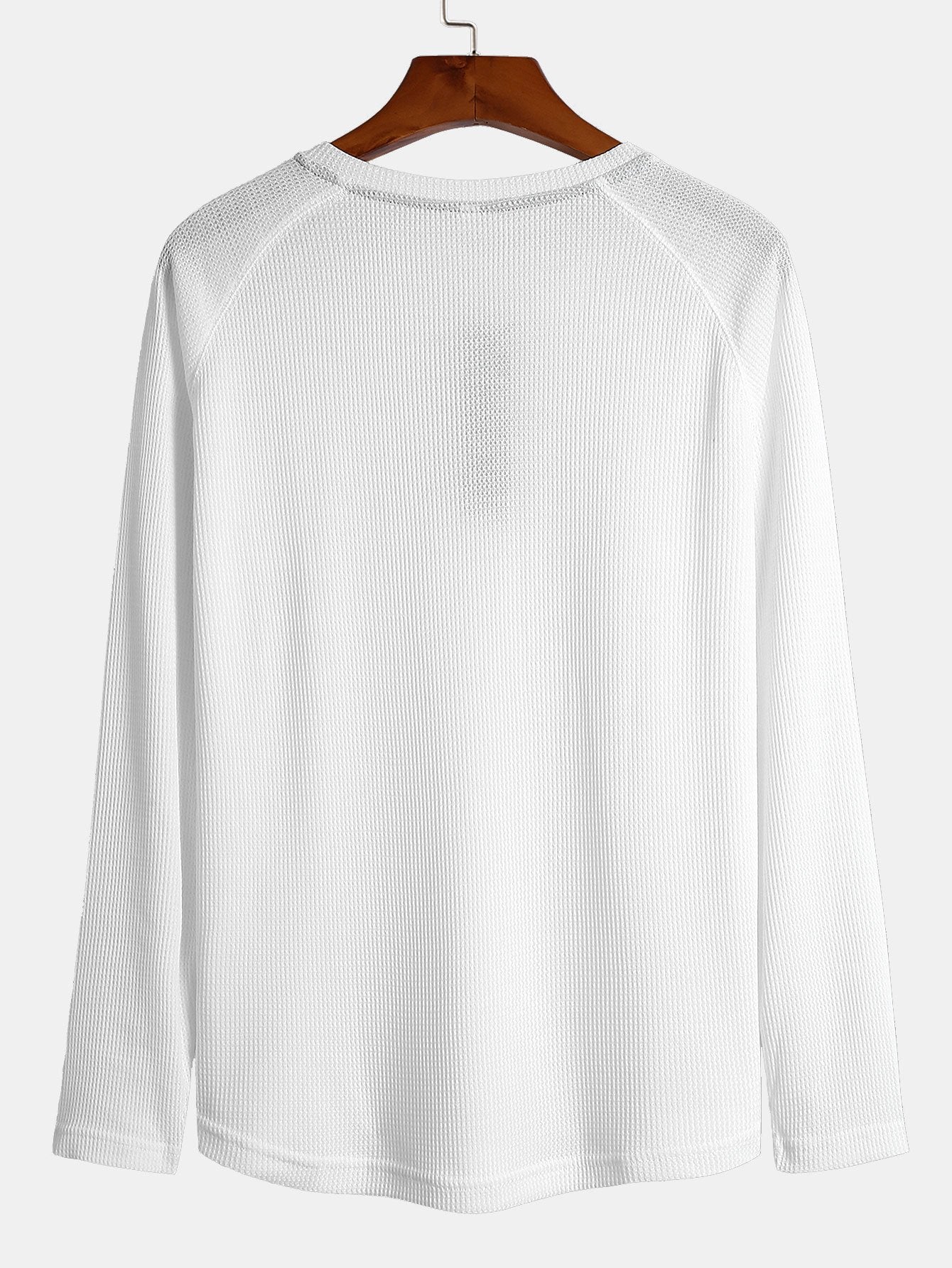Long Sleeve Arc Hem Waffle Henley Shirt-Mitchell Shoes