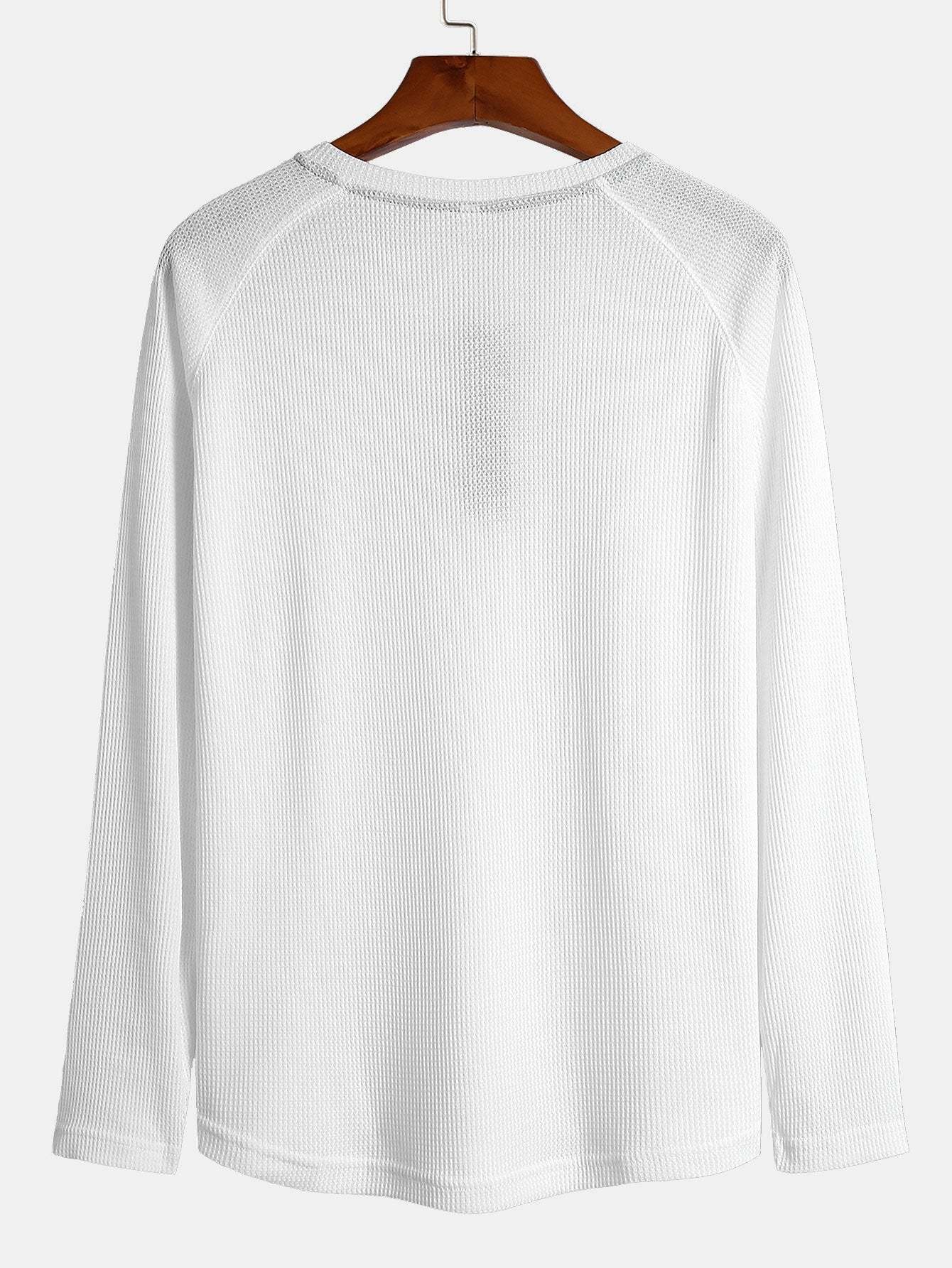 Long Sleeve Arc Hem Waffle Henley Shirt-Mitchell Shoes