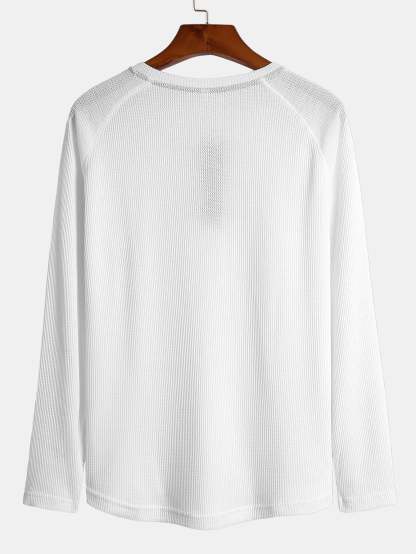 Long Sleeve Arc Hem Waffle Henley Shirt-Mitchell Shoes