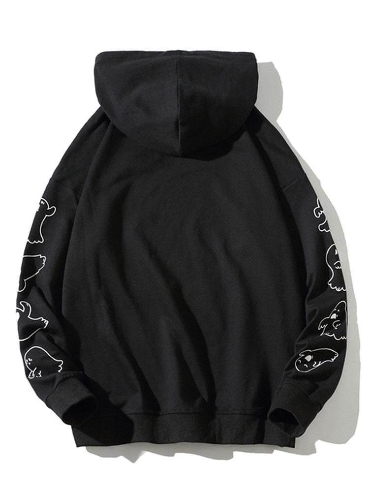 Relax Fit Ghost Print Hoodie-Mitchell Shoes