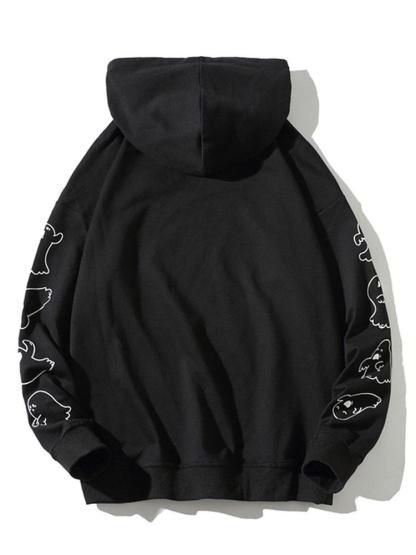 Relax Fit Ghost Print Hoodie-Mitchell Shoes
