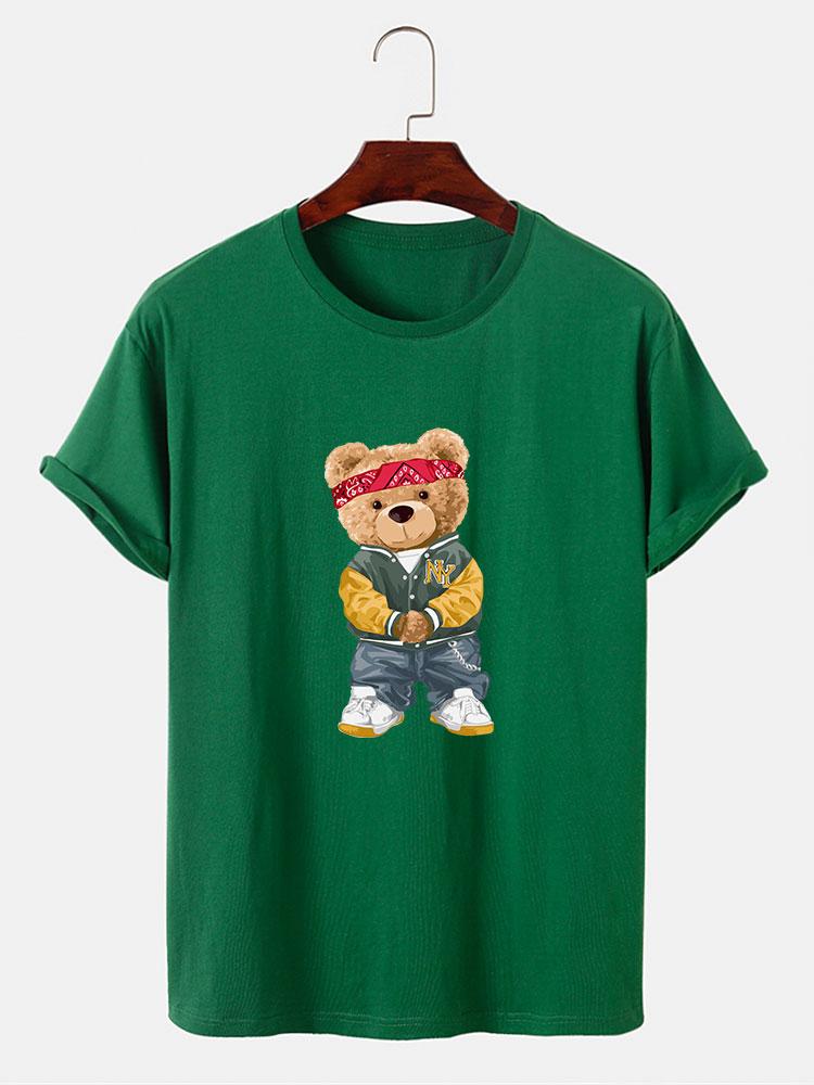 Hip Hop Bear Print T-Shirt-Mitchell Shoes