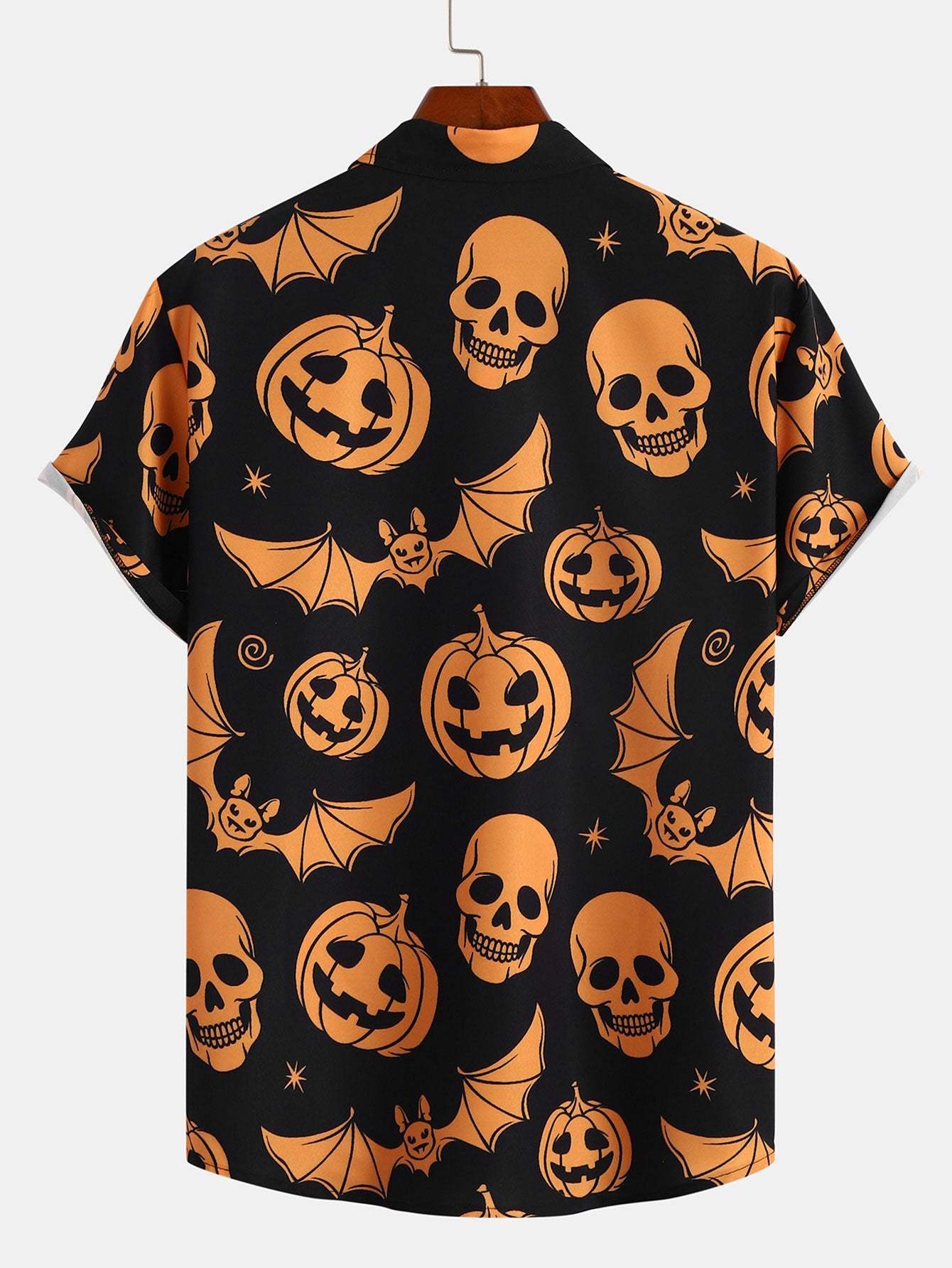Halloween Pumpkin Skull Print Shirt-Mitchell Shoes