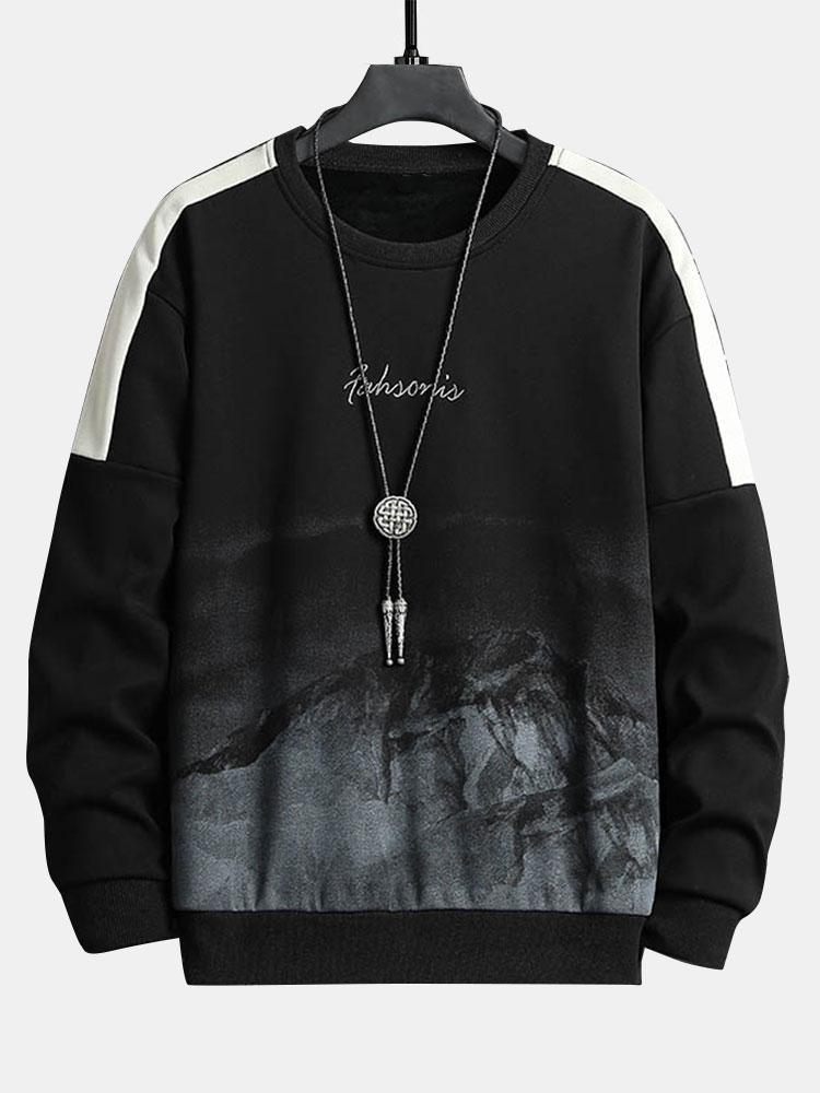 Mountain Graphic Print Crew Neck Sweatshirt-Mitchell Shoes