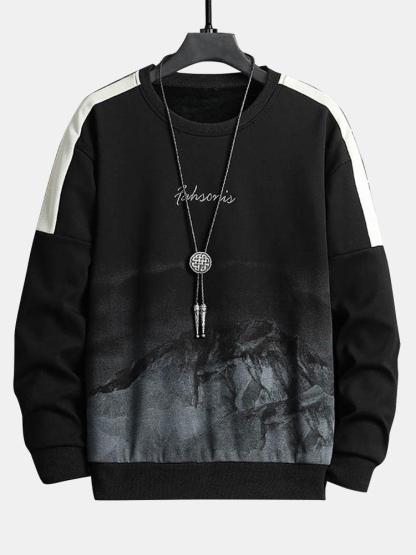 Mountain Graphic Print Crew Neck Sweatshirt-Mitchell Shoes