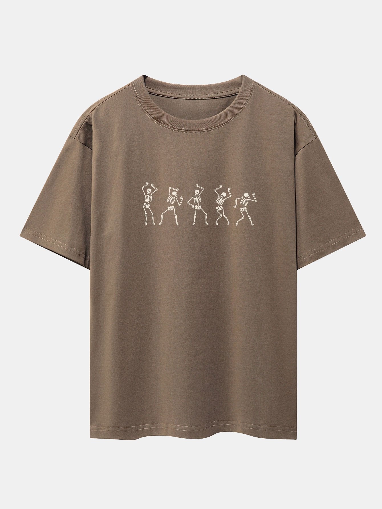 Dancing Skeleton Print Heavy Weight Drop Shoulder Oversize T-Shirt-Mitchell Shoes