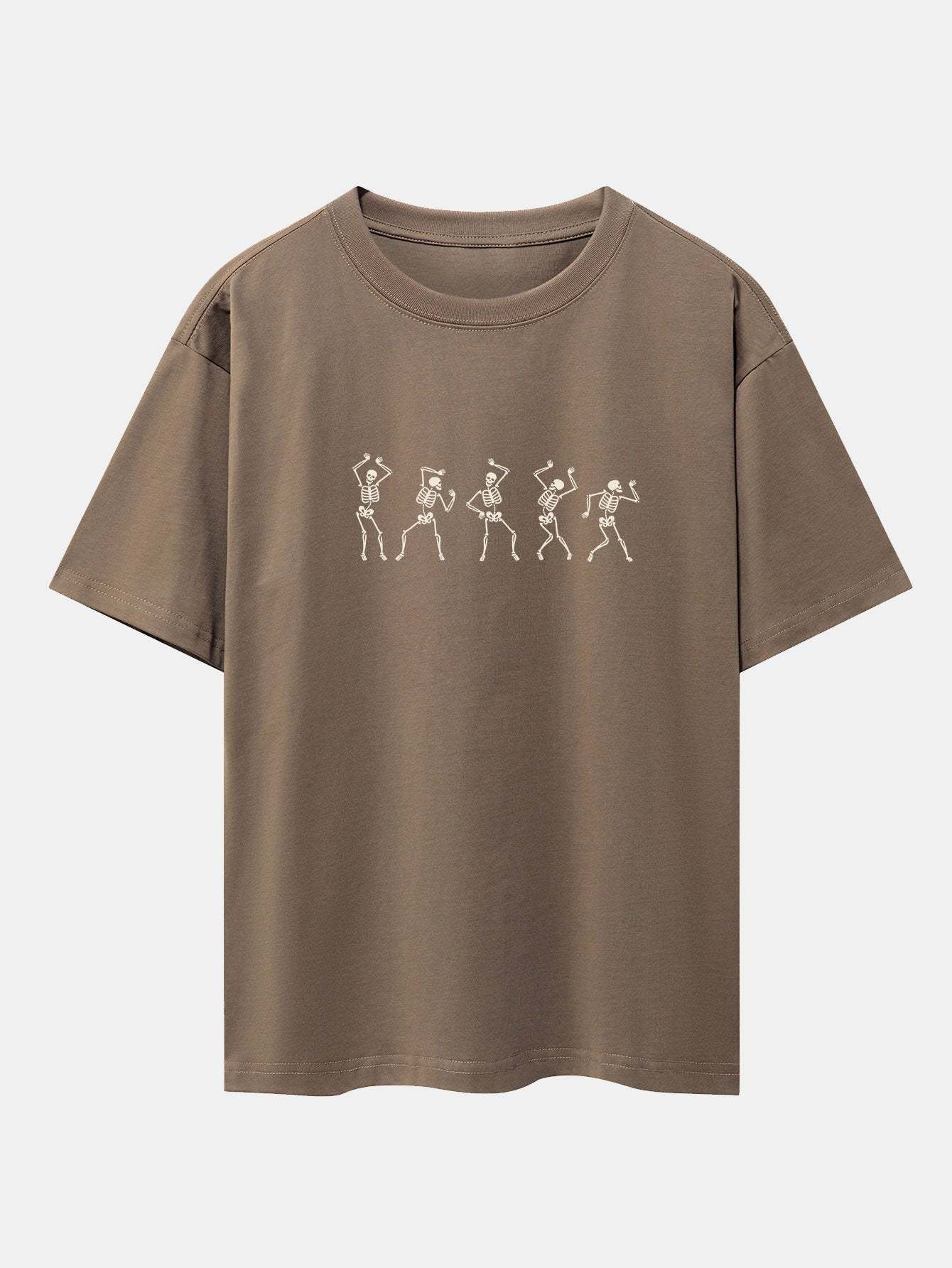 Dancing Skeleton Print Heavy Weight Drop Shoulder Oversize T-Shirt-Mitchell Shoes