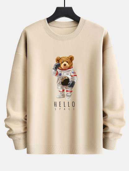 Astronaut Bear Print Relax Fit Sweatshirt-Mitchell Shoes