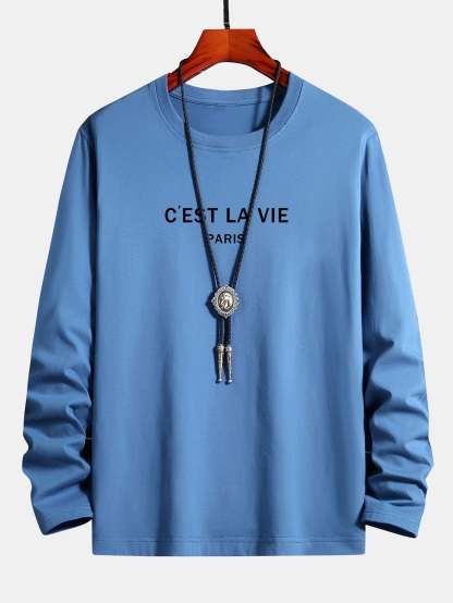 Long Sleeve Paris Print Cotton T-Shirt-Mitchell Shoes