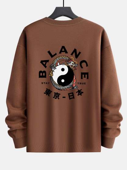 Dragon Slogan Back Print Relax Fit Sweatshirt-Mitchell Shoes