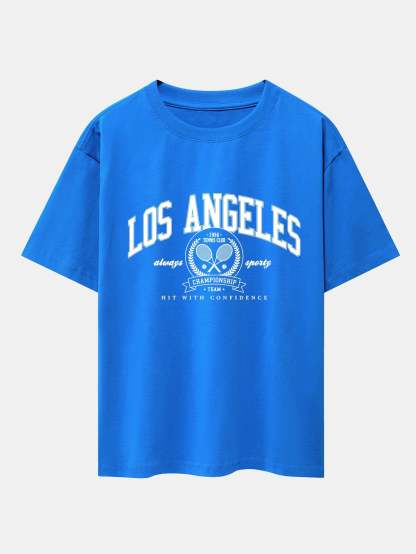 Los Angeles Tennis Print Drop Shoulder Oversize T-Shirt-Mitchell Shoes