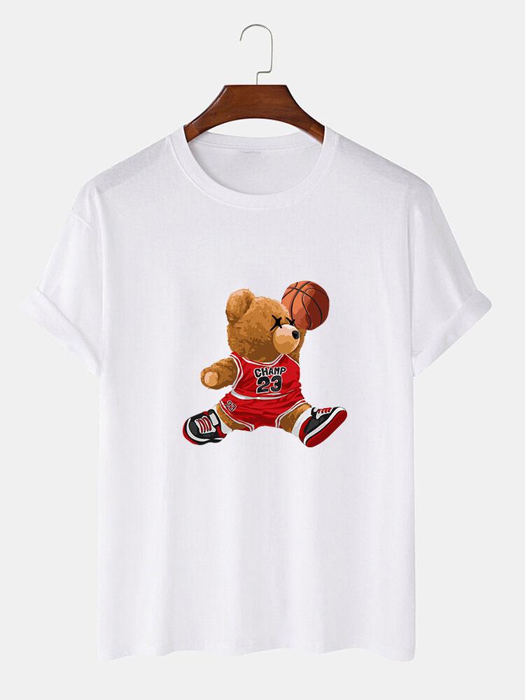 Basketball Player Bear Print T-Shirt-Mitchell Shoes