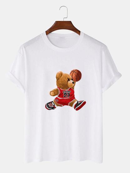 Basketball Player Bear Print T-Shirt-Mitchell Shoes