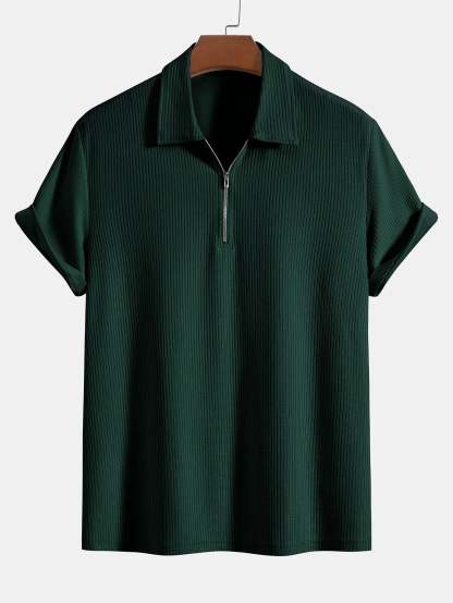Knitted Ribbed Zip Polo-Mitchell Shoes