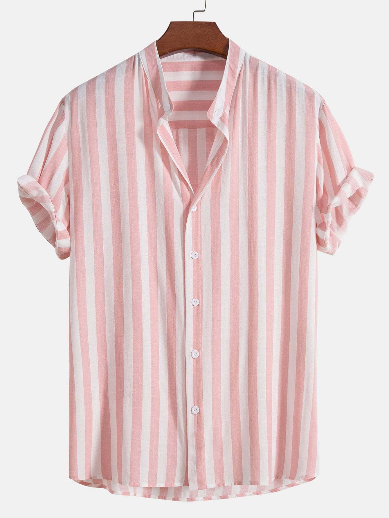 Striped Stand Collar Shirt-Mitchell Shoes