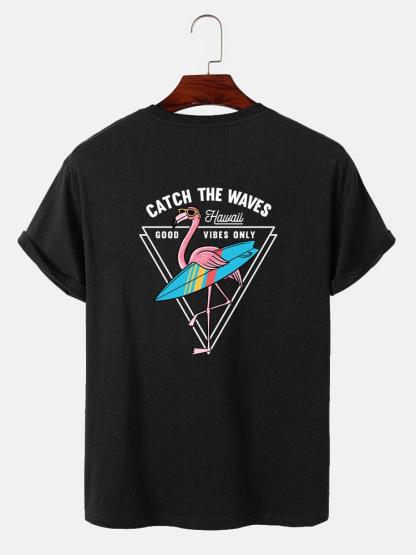Surf Flamingo Print T-Shirt-Mitchell Shoes