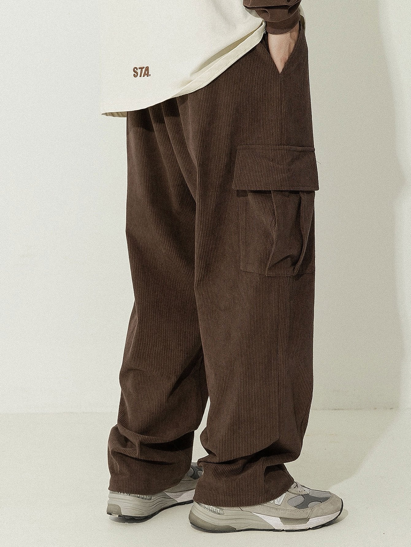 Los Angeles Print Heavy Weight Oversize T-Shirt & Loose Fit Corduroy Cargo Pants-Mitchell Shoes