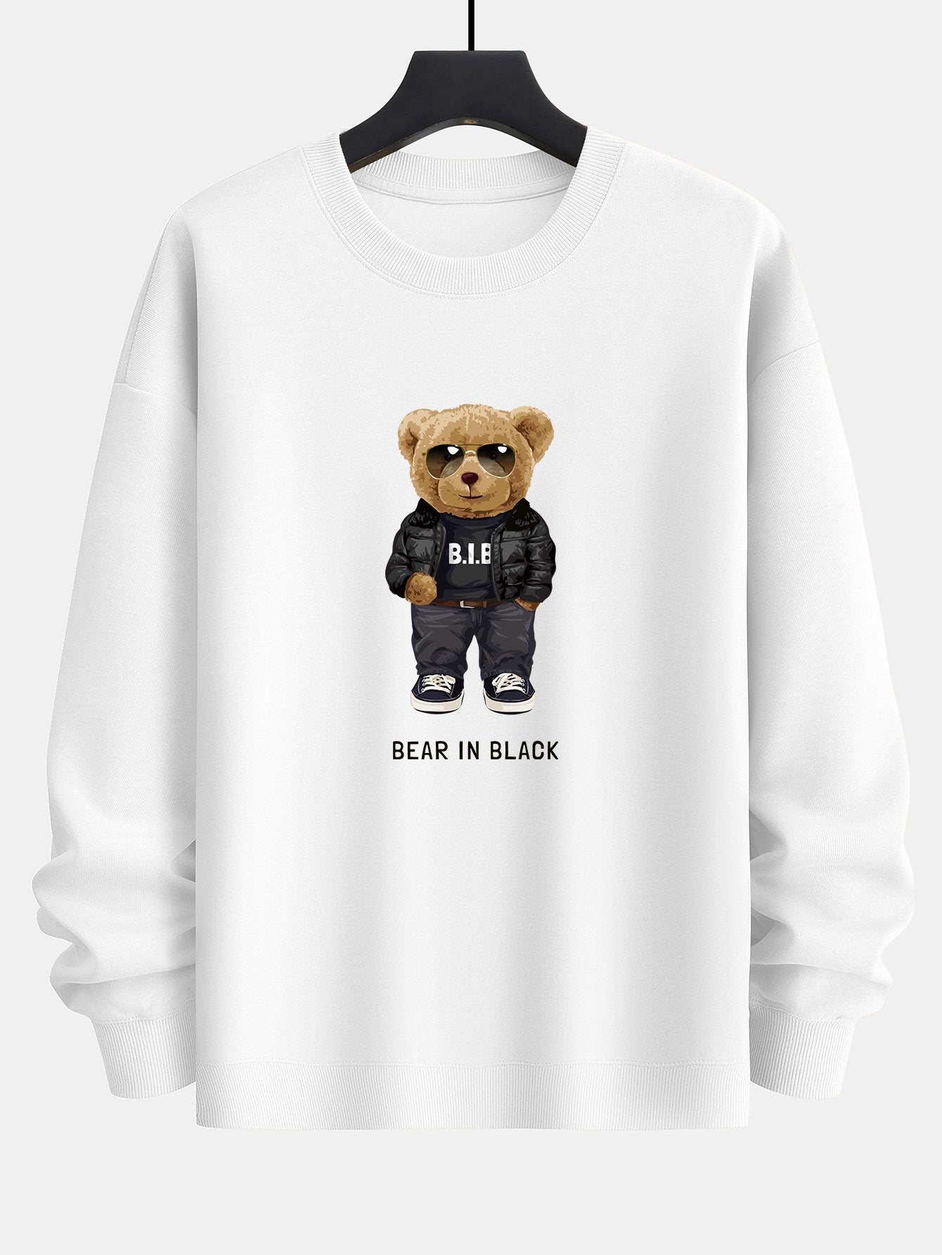 Bear In Black Print Relax Fit Sweatshirt-Mitchell Shoes