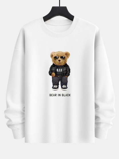 Bear In Black Print Relax Fit Sweatshirt-Mitchell Shoes