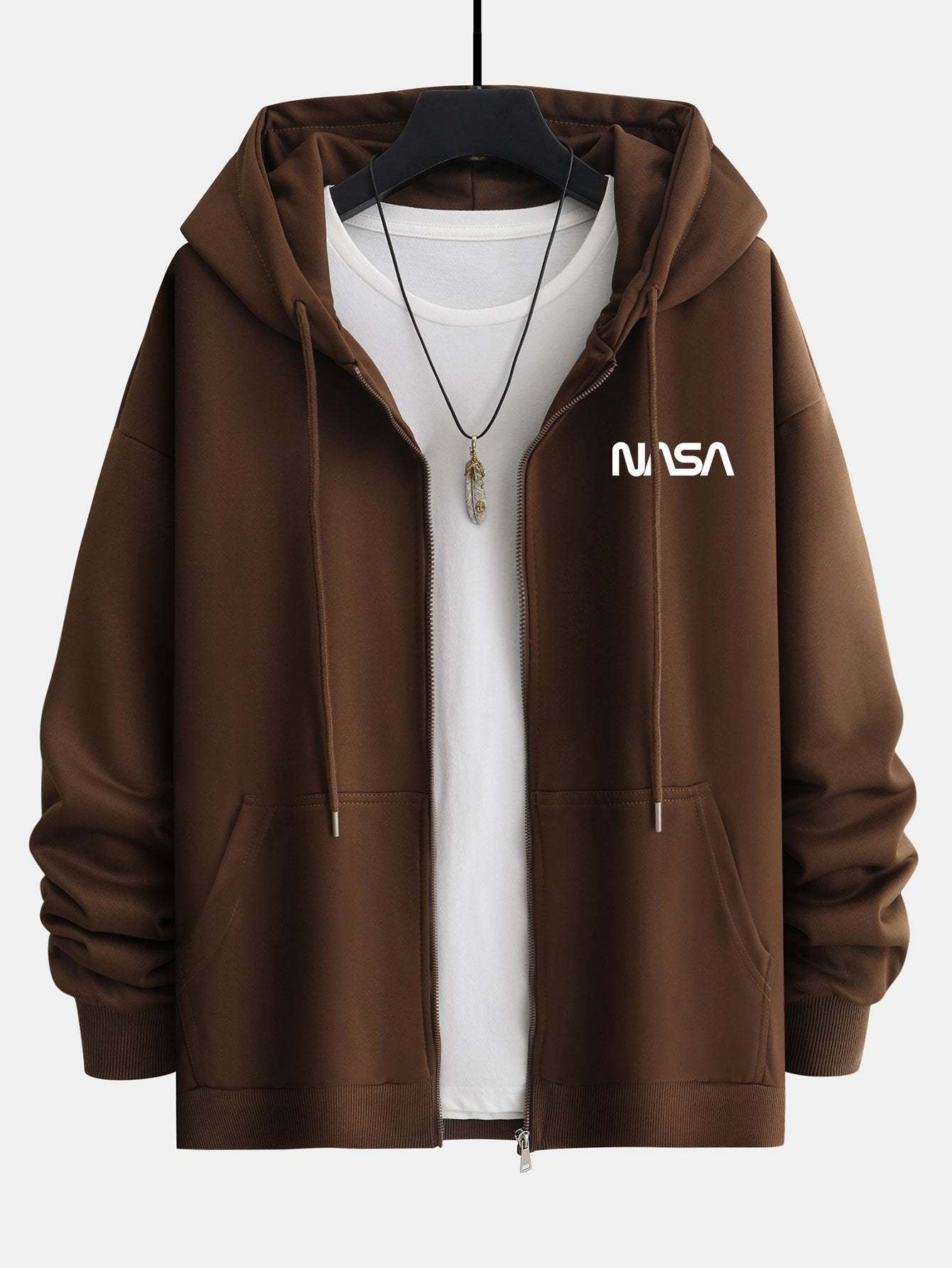 NASA Print Relax Fit Zip Hoodie-Mitchell Shoes