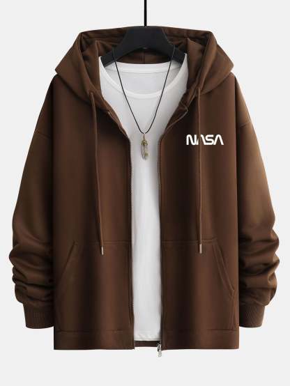 NASA Print Relax Fit Zip Hoodie-Mitchell Shoes