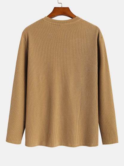 Long Sleeved Muscle Fit Ribbed T-Shirt-Mitchell Shoes