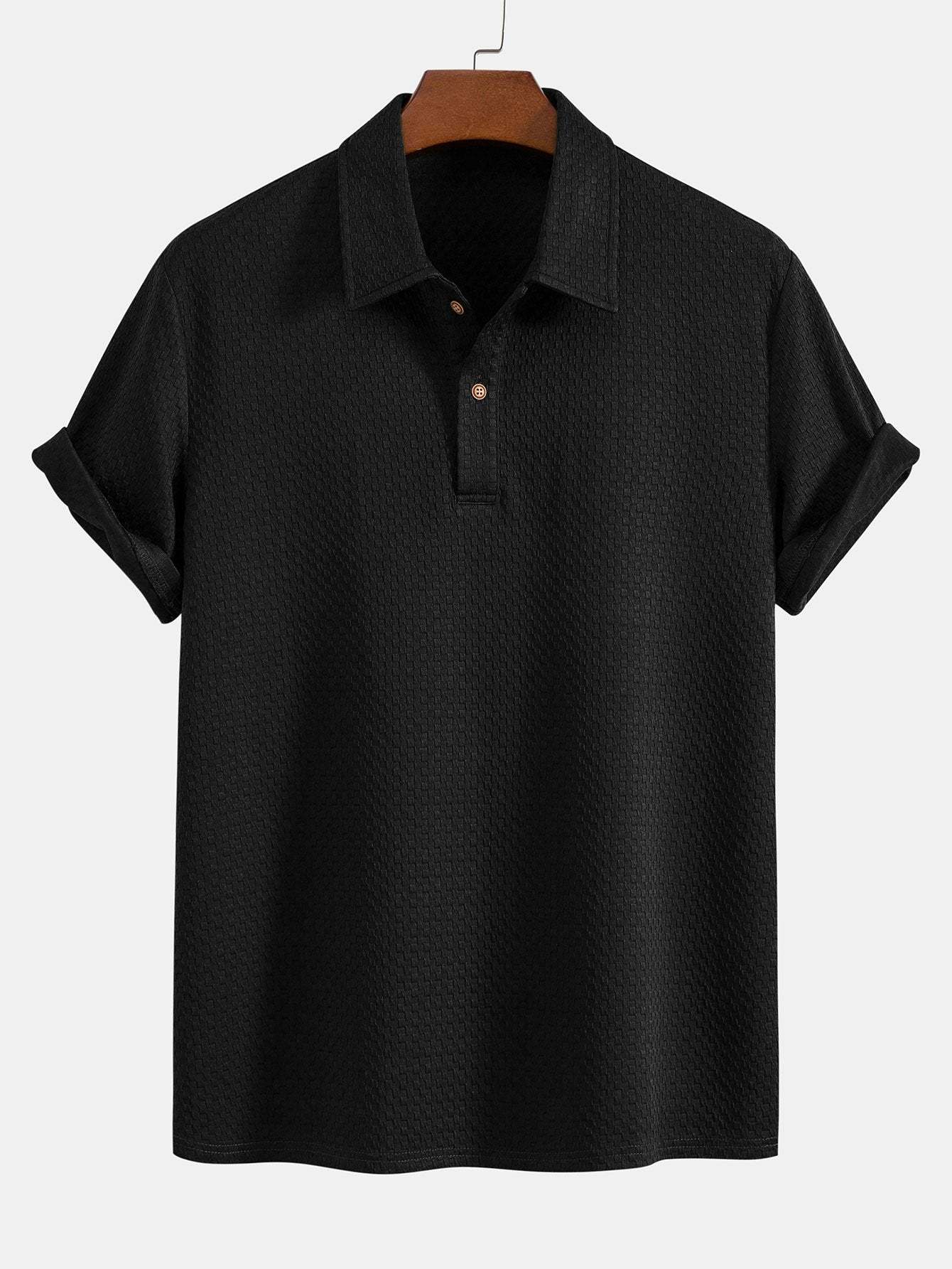 Knit Checkerboard Jacquard Polo Shirt-Mitchell Shoes