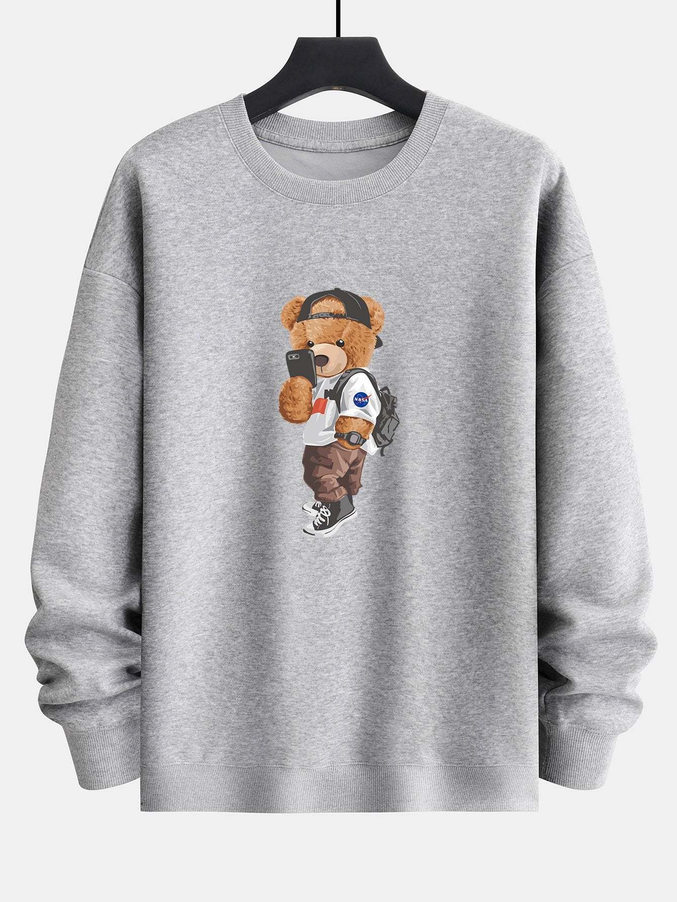 Selfie Bear Print Relax Fit Sweatshirt-Mitchell Shoes