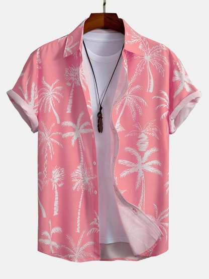 Palm Tree Print Button Up Shirt & Swim Shorts-Mitchell Shoes