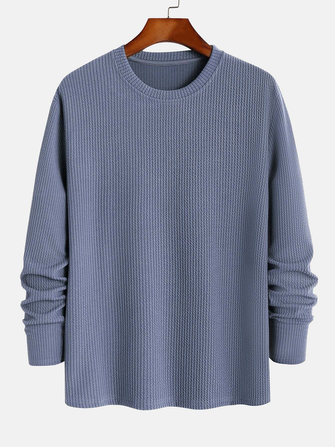 Long Sleeved Muscle Fit Ribbed T-Shirt-Mitchell Shoes