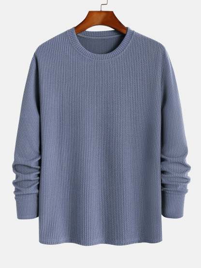 Long Sleeved Muscle Fit Ribbed T-Shirt-Mitchell Shoes