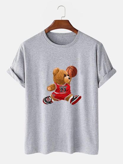 Basketball Player Bear Print T-Shirt-Mitchell Shoes