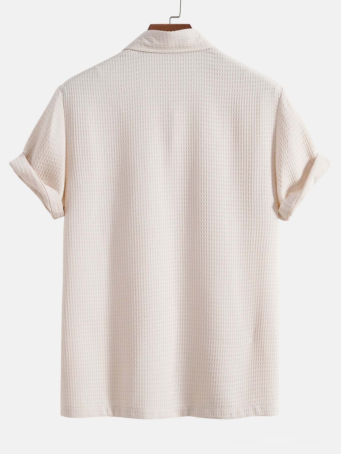 Waffle Polo Collar Shirt With Pocket-Mitchell Shoes