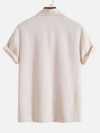 Waffle Polo Collar Shirt With Pocket-Mitchell Shoes