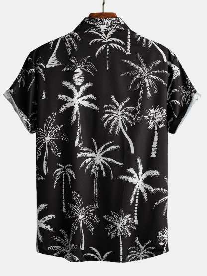 Palm Tree Print Button Up Shirt-Mitchell Shoes