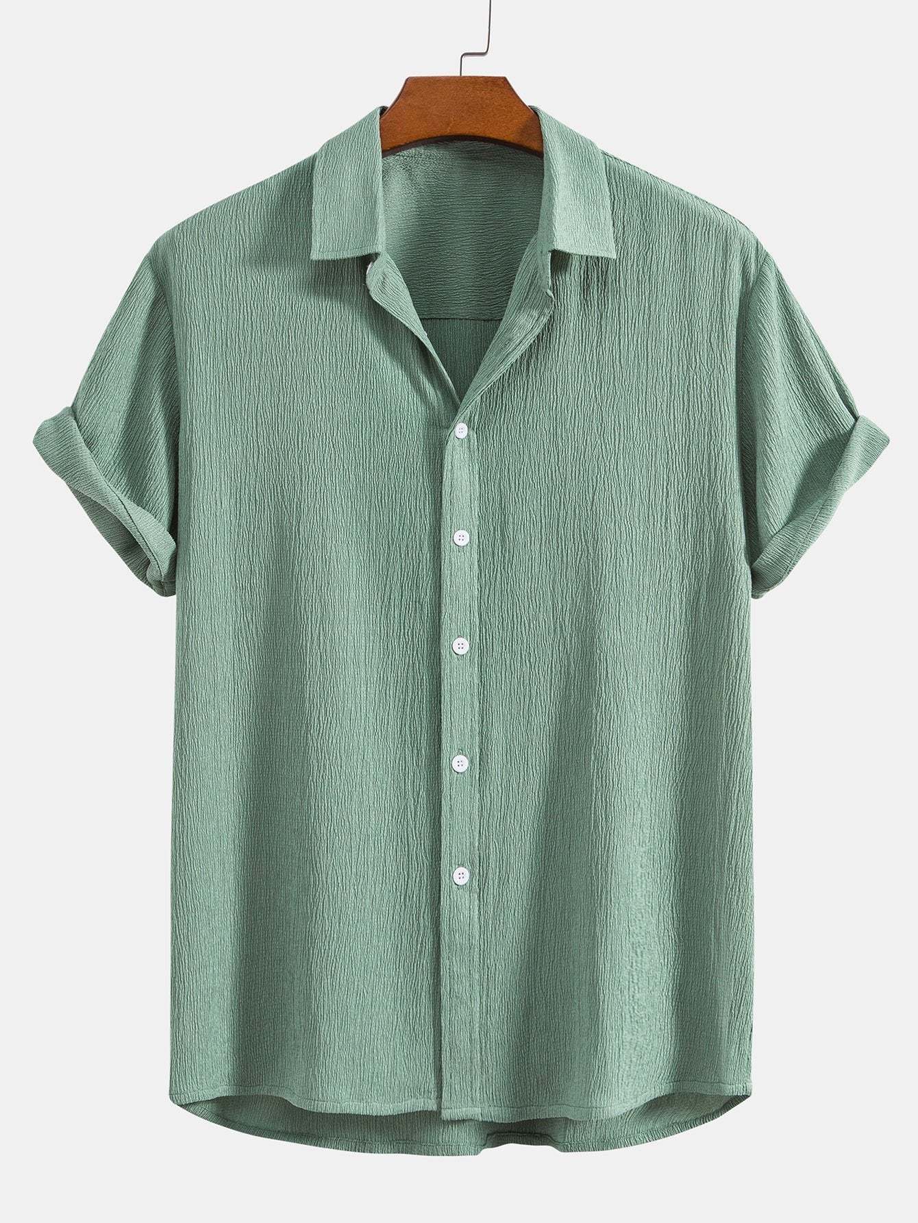 Wrinkled Textured Button Up Shirt-Mitchell Shoes
